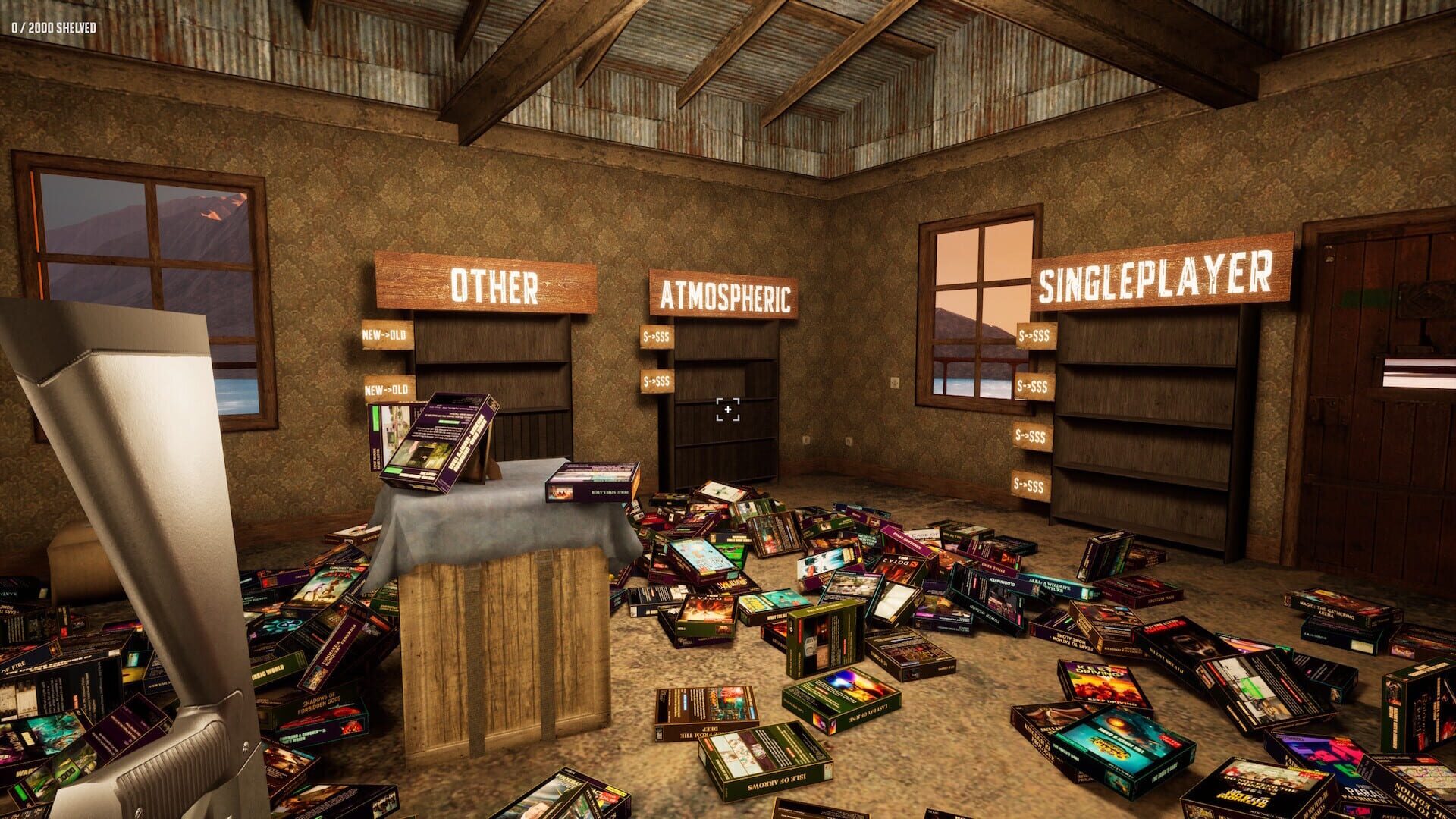 Game Shelver 99: I must organize my Steam Library and defend it against pirates with a shotgun screenshot 1