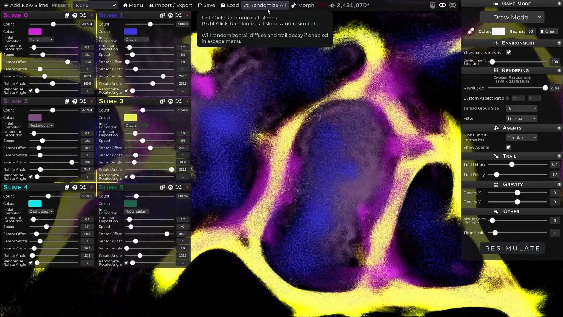 Physarum: Slime Mold Simulator screenshot 1