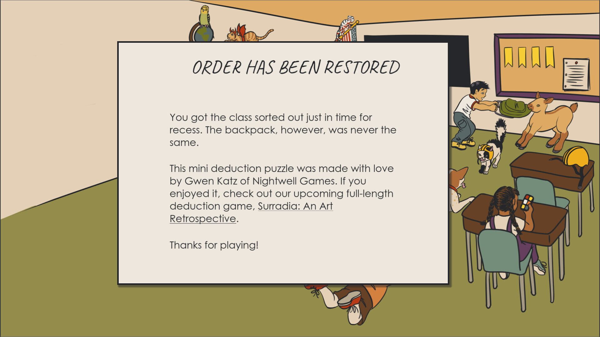 Deductopia Chapter 1: Bring Your Pet to School Day screenshot 1