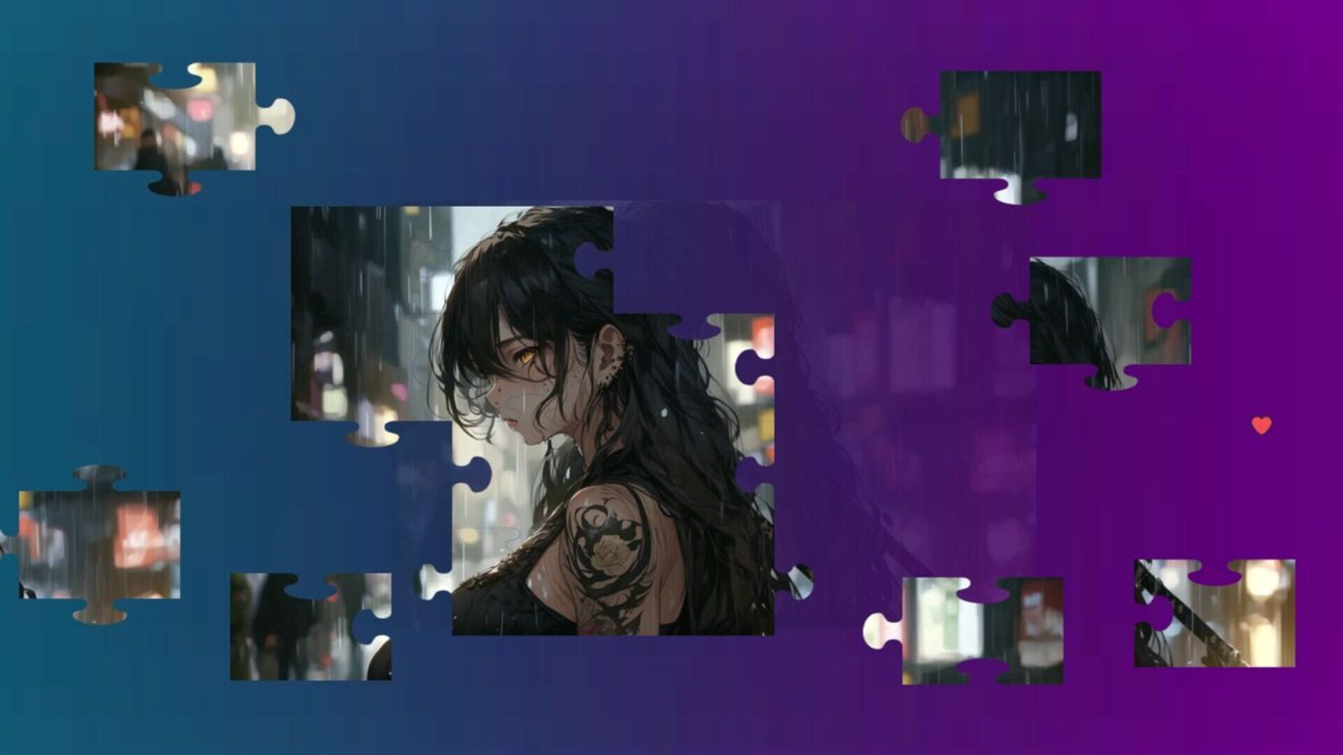 Beautiful Anime Puzzles: Rainy Days screenshot 1